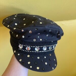 Icing Black Sequin Embellished Cap